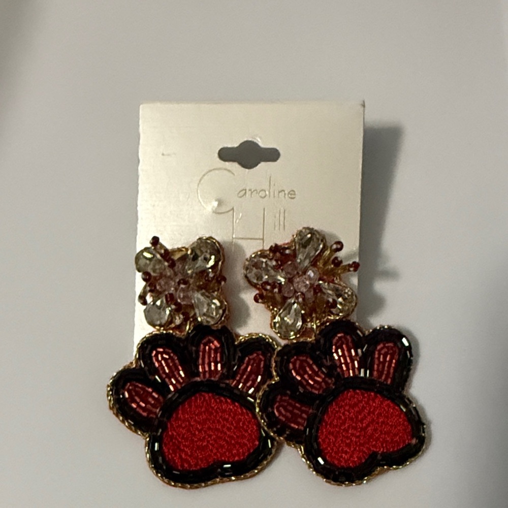 Caroline Hill Red Paw Earrings
